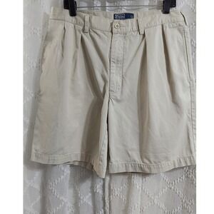 Polo Ralph Lauren Tyler Shorts Mens 35 Khaki Tan Pleated Cotton Chino Classic